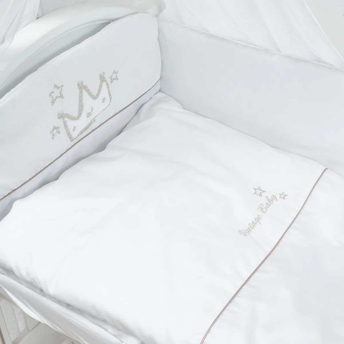 Постільний комплект Twins Romantic Vintage Baby white 7од 4024-R-004 фото 3 Постільний комплект Twins Romantic Vintage Baby white 7од 4024-R-004 фото 3