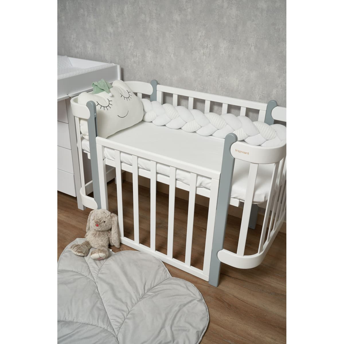Бампер-косичка Twins Pastel 120 см 2020-K3-120P-01 white Бампер-косичка Twins Pastel 120 см 2020-K3-120P-01 white