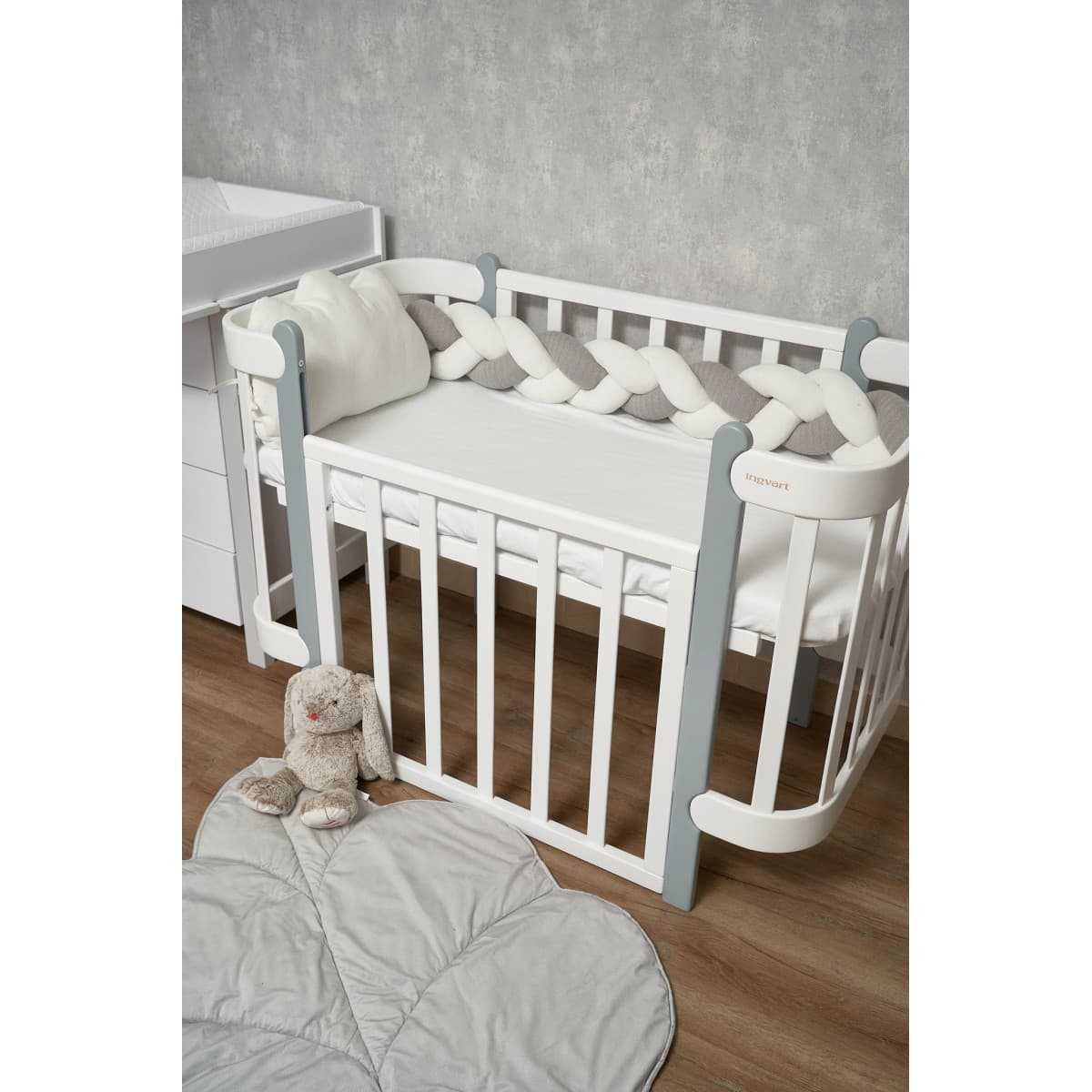 Бампер-косичка Twins Pastel 120 см 2020-K3-120P-10 grey Бампер-косичка Twins Pastel 120 см 2020-K3-120P-10 grey