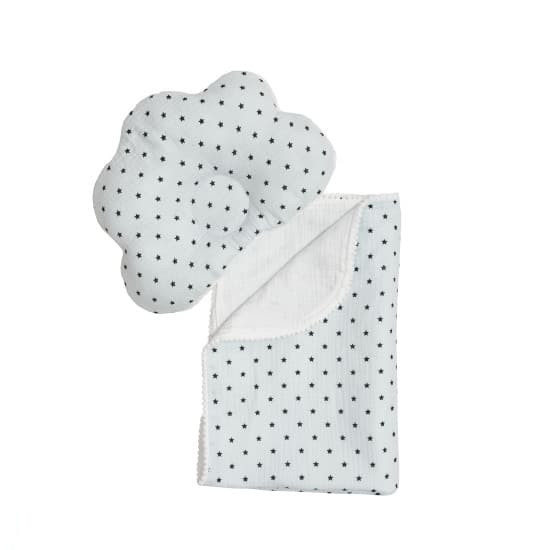 Плед+подушка Twins муслин маршмелоу 110х80 1411-TMPO-04S blue/stars