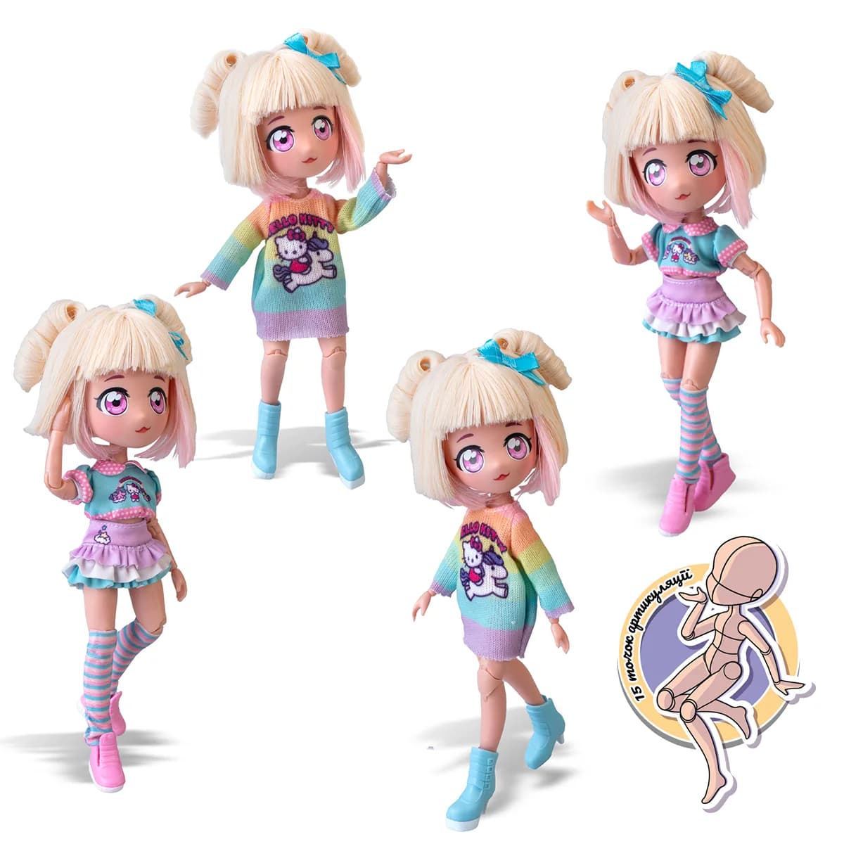 Кукла 4SF Manga Dolls Hello Kitty Стильная Конфетка-единорог HKTF2000 фото 4 Кукла 4SF Manga Dolls Hello Kitty Стильная Конфетка-единорог HKTF2000 фото 4