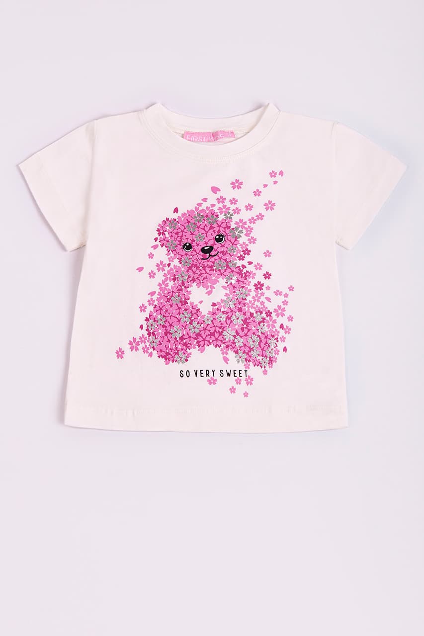 Футболка "Мишка" девочка First kids 11225 молочный