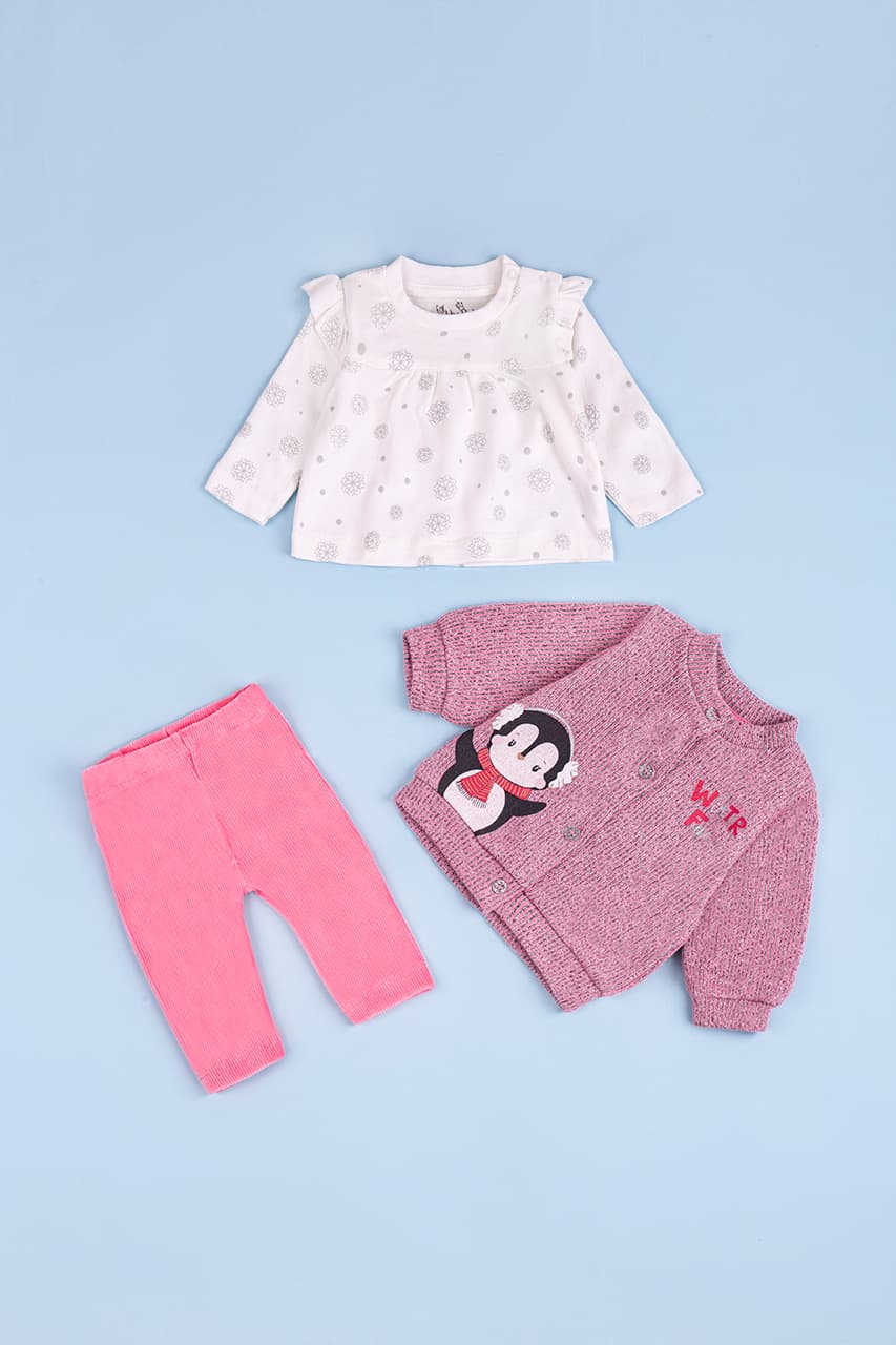Комплект (футболка дл.рук+кофта+штаны) 50-74 For my baby 23619 -розовый