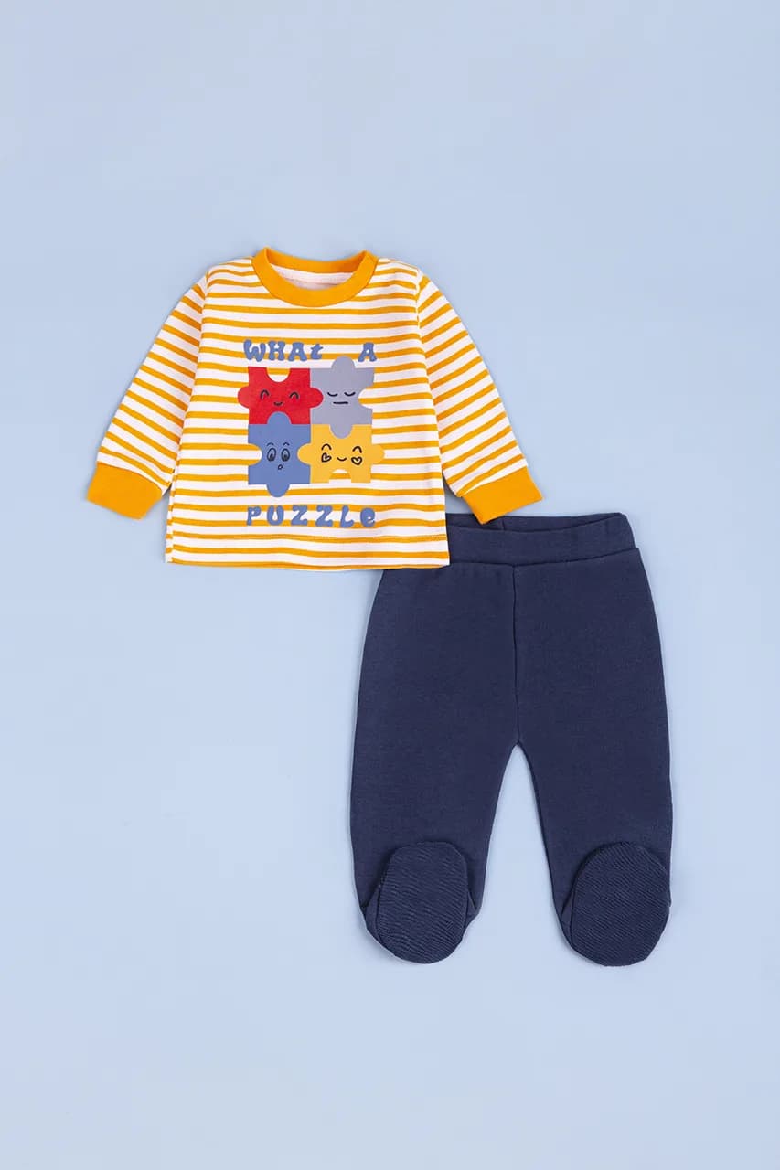 Комплект (футболка дл.рук+ползунки) 50-74 For my baby 23622 -оранжевый фото 3