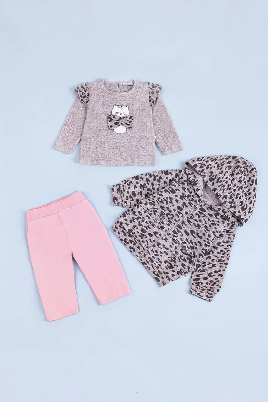 Комплект (кофта футболка+дл.рук+штаны) 62-80 For my baby 22698 -серый фото 8