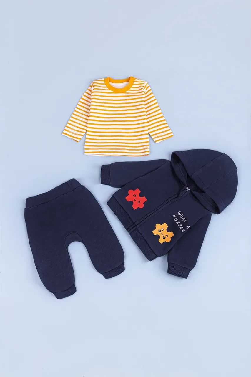 Комплект (футболка дл.рук+кофта+штаны) 50-80 For my baby 23621 -синий фото 3