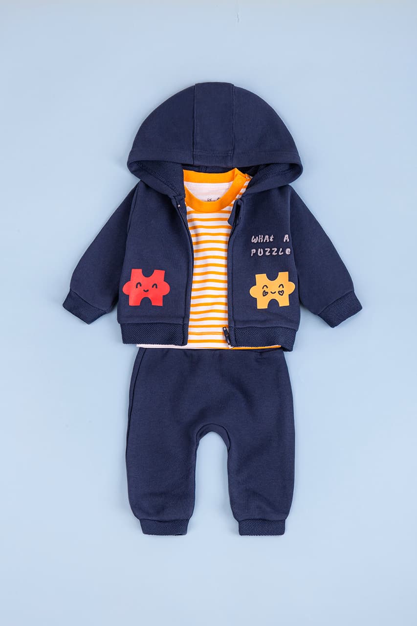 Комплект (футболка дл.рук+кофта+штаны) 50-80 For my baby 23621 -синий