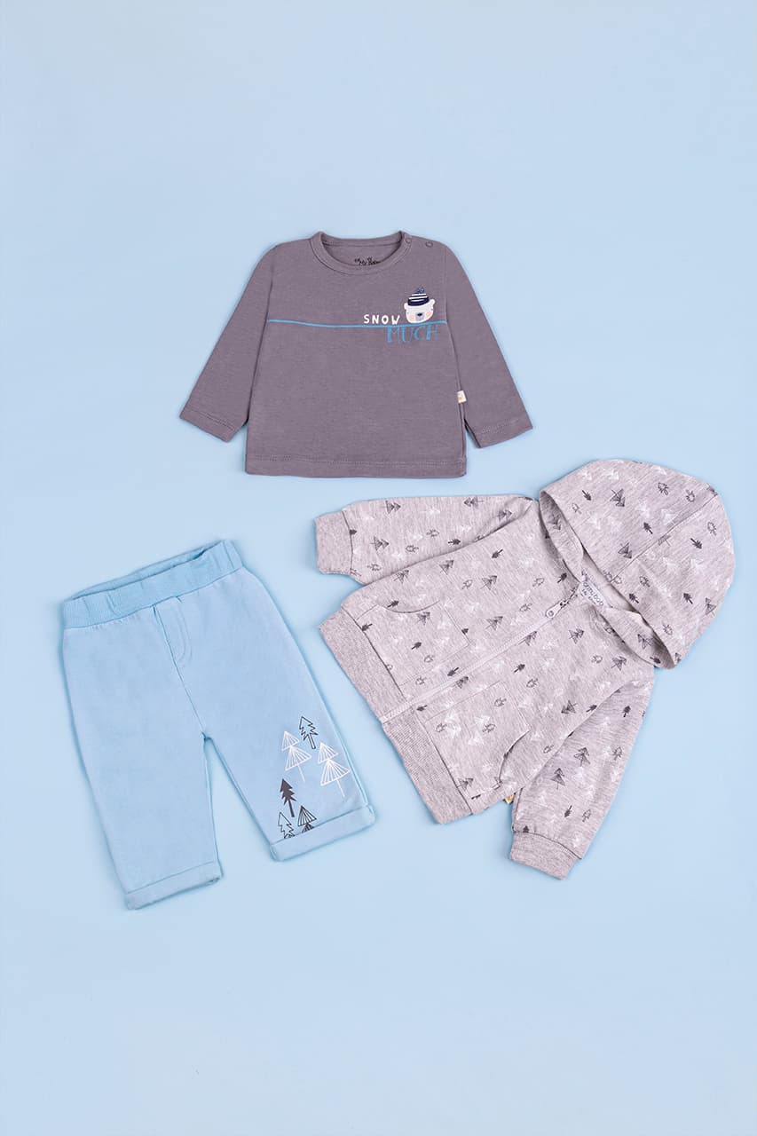Комплект (кофта+футболка дл.рук+штаны) 62-80 For my baby 226114 -серый-Серый