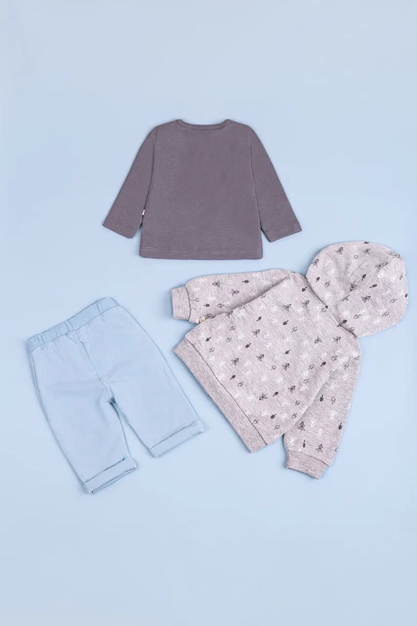 Комплект (кофта+футболка дл.рук+штаны) 62-80 For my baby 226114 -серый фото 6 Комплект (кофта+футболка дл.рук+штаны) 62-80 For my baby 226114 -серый фото 6