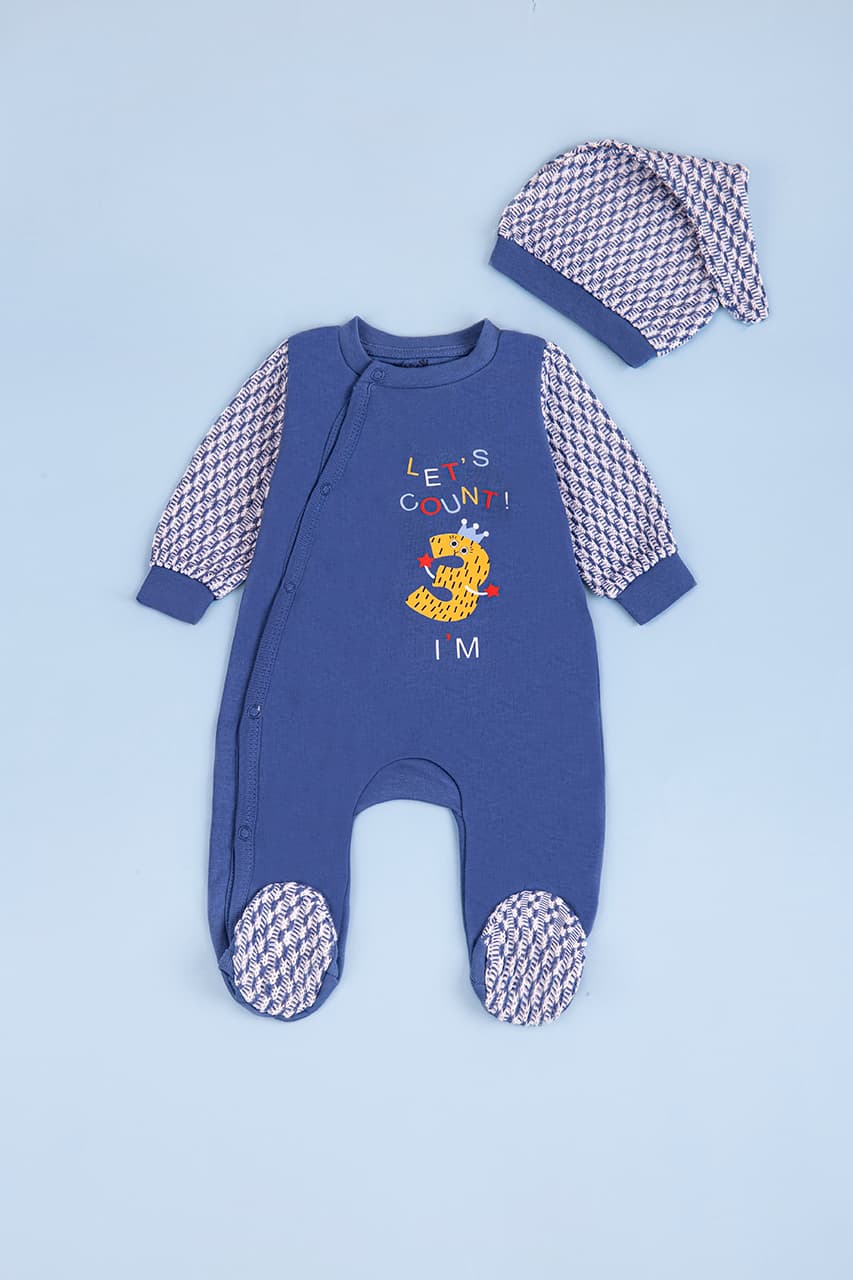 Комбінезон для дітей+шапка 50-74 For my baby 23408 -синій