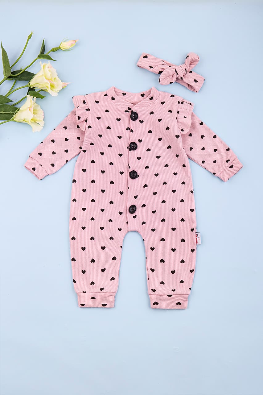 Комбинезон детский+повязка 3-12 Murat baby 7435 -розовый