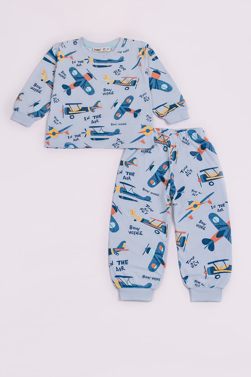 Пижама (футболка+штаны) "Самолет" 104-128 Isobel PJ-31212 -голубой