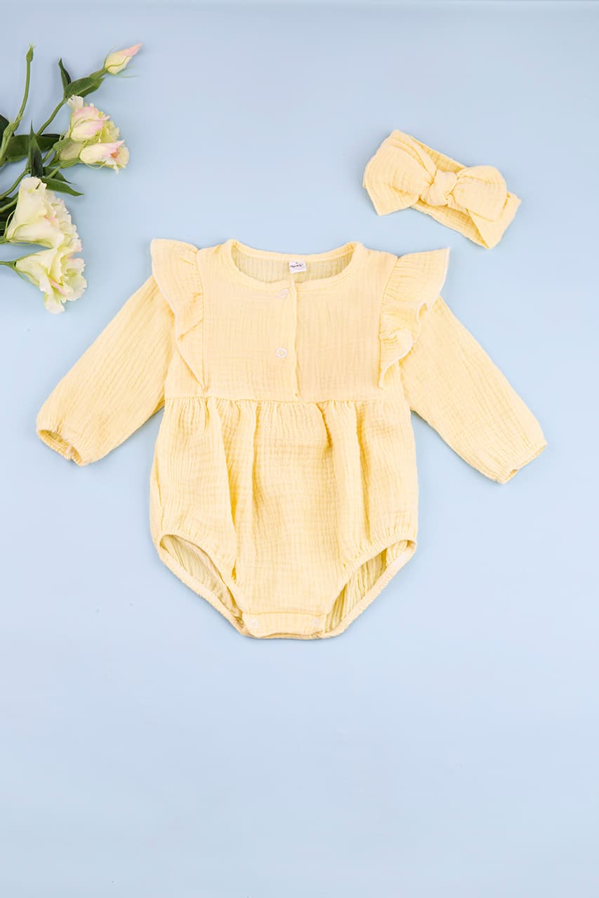 Боді+пов'язка 56-74 Twins Baby 0538013-1 -жовтий