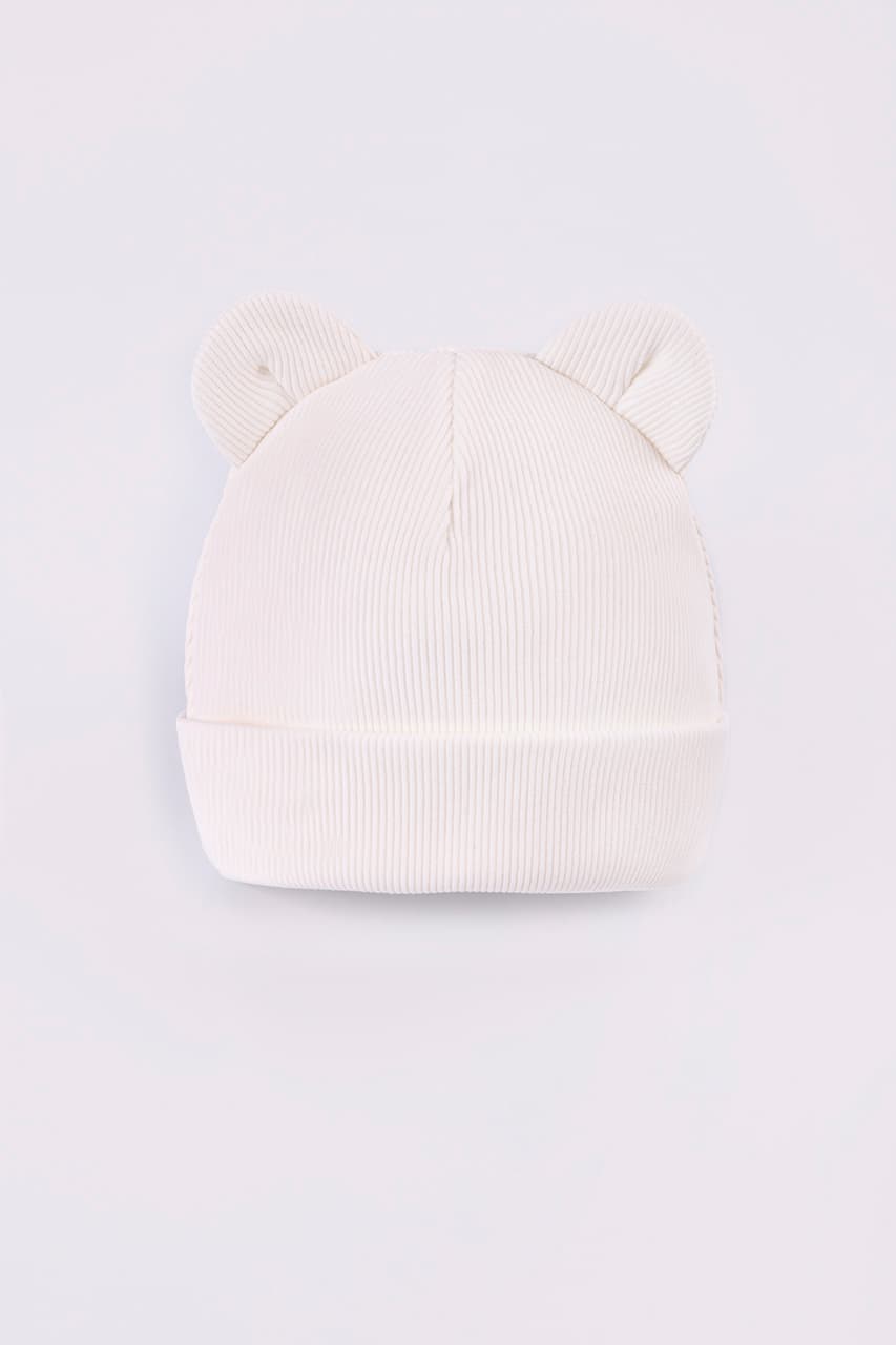 Шапочка с подворотом Мишка Стильна крихітка ШП_ЗАВ -молочный