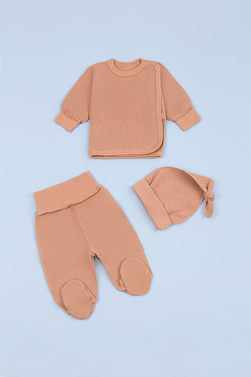 Комплект для новорожденных (распашонка з/р+ползунки+шапка) Baby Style 50-56 Minikin 2316403 -бежевый