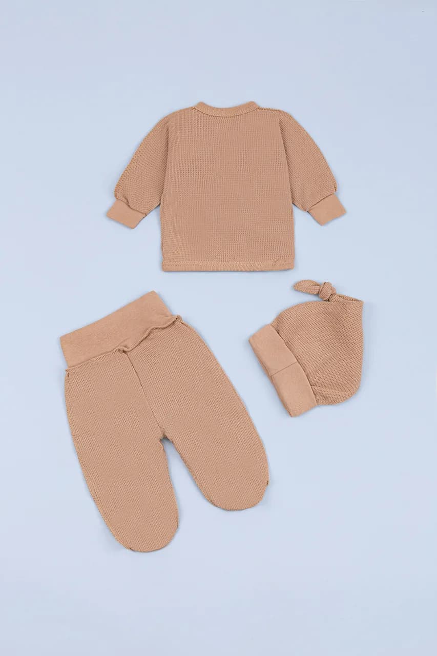Комплект для новорожденных (распашонка з/р+ползунки+шапка) Baby Style 50-56 Minikin 2316403 -бежевый фото 5 Комплект для новорожденных (распашонка з/р+ползунки+шапка) Baby Style 50-56 Minikin 2316403 -бежевый фото 5