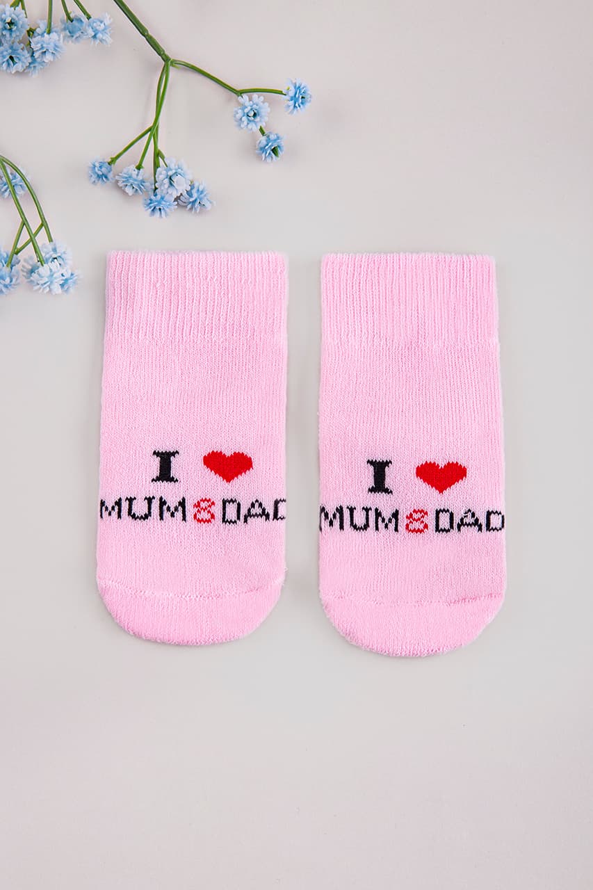 Шкарпетки "I love mam dad" махра ТО 146 -рожевий
