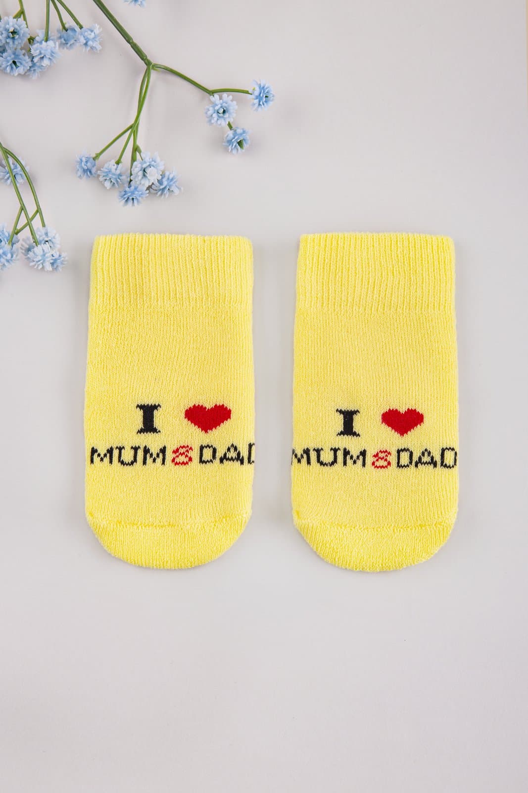 Шкарпетки "I love mam dad" махра ТО 146 -жовтий