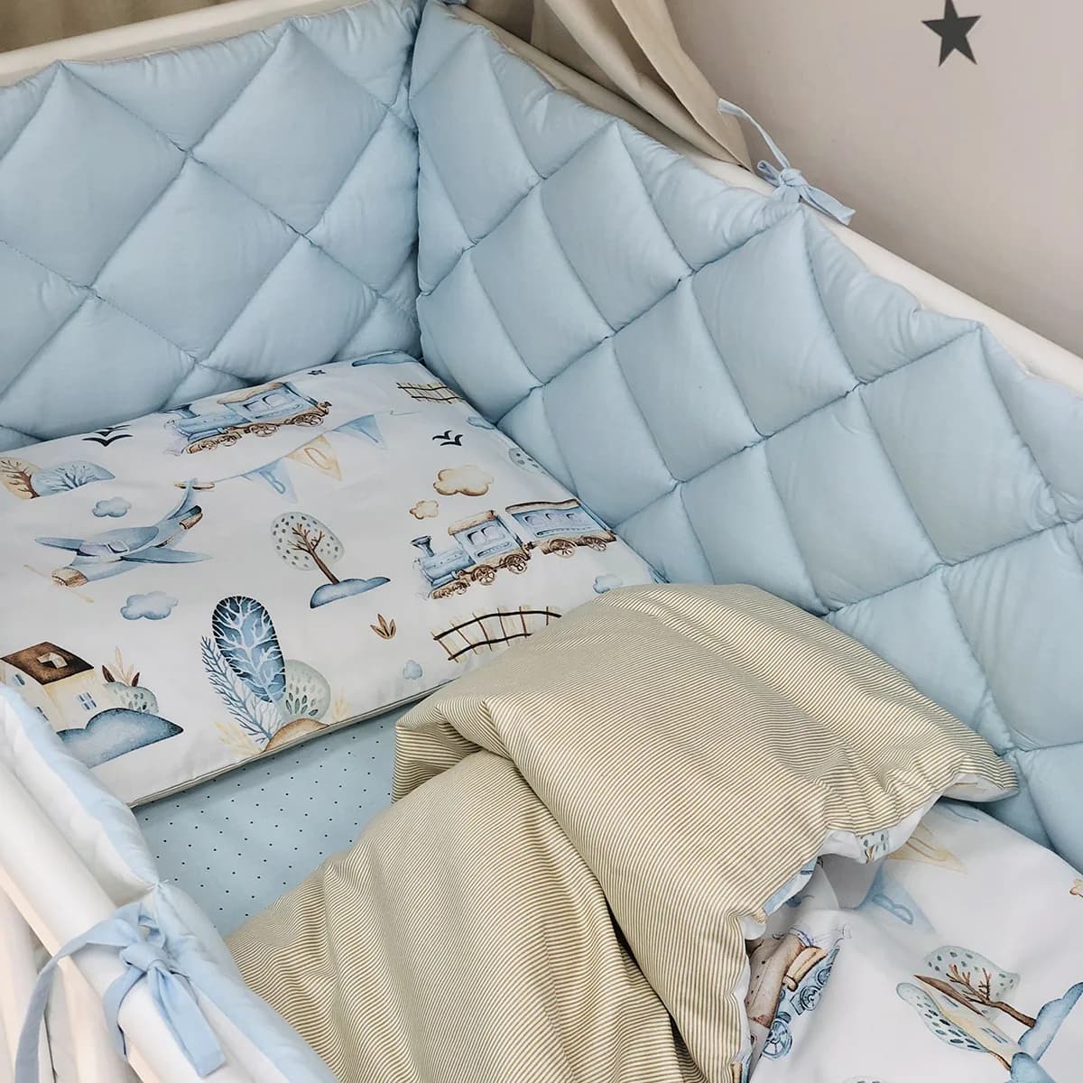 Постільний комплект Маленька Соня Baby Mix Паровозики 6од 0291559 фото 4 Постільний комплект Маленька Соня Baby Mix Паровозики 6од 0291559 фото 4