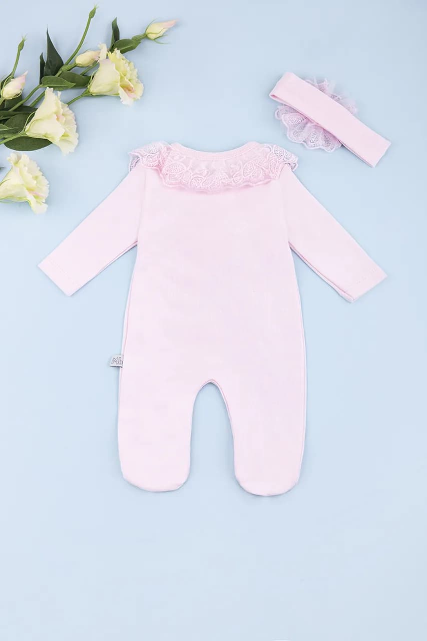 Комбінезон+пов'язка для виписки 0-6 Mini born 2071 -рожевий фото 2 Комбінезон+пов'язка для виписки 0-6 Mini born 2071 -рожевий фото 2