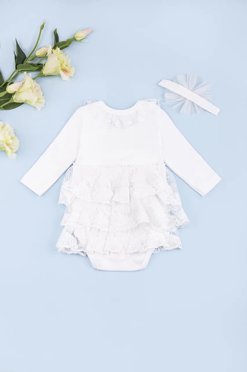 Боді-плаття+пов'язка 0-12 Mini born 2051 -молочний фото 2 Боді-плаття+пов'язка 0-12 Mini born 2051 -молочний фото 2