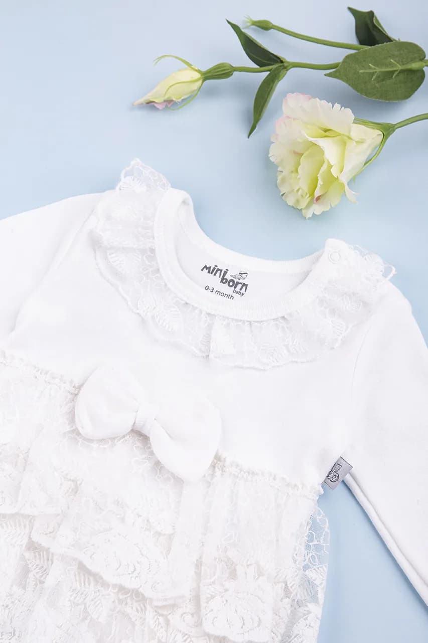Боді-плаття+пов'язка 0-12 Mini born 2051 -молочний фото 3 Боді-плаття+пов'язка 0-12 Mini born 2051 -молочний фото 3