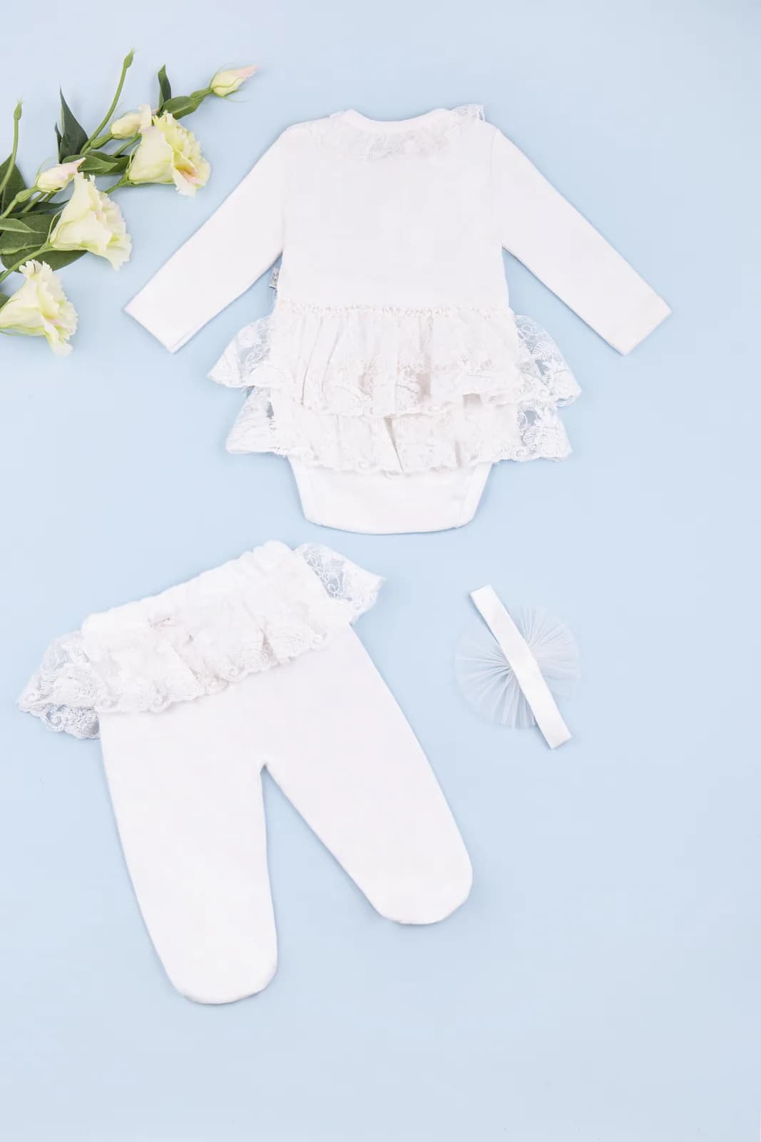 Комплект для новонародженного (боді+повзунки) 0-6 Mini born 7027 -молочний фото 2