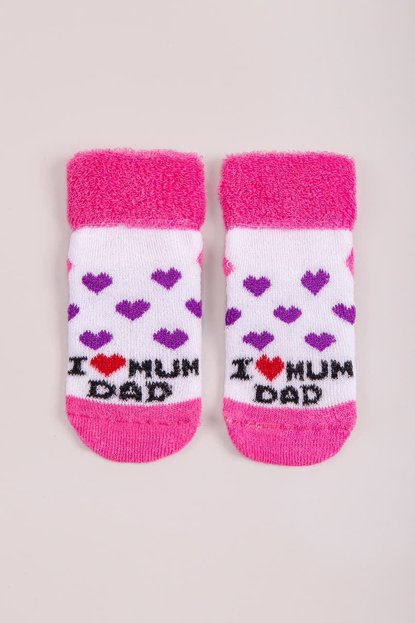 Носки I love mam dad махра ТО 0150 -малиновый