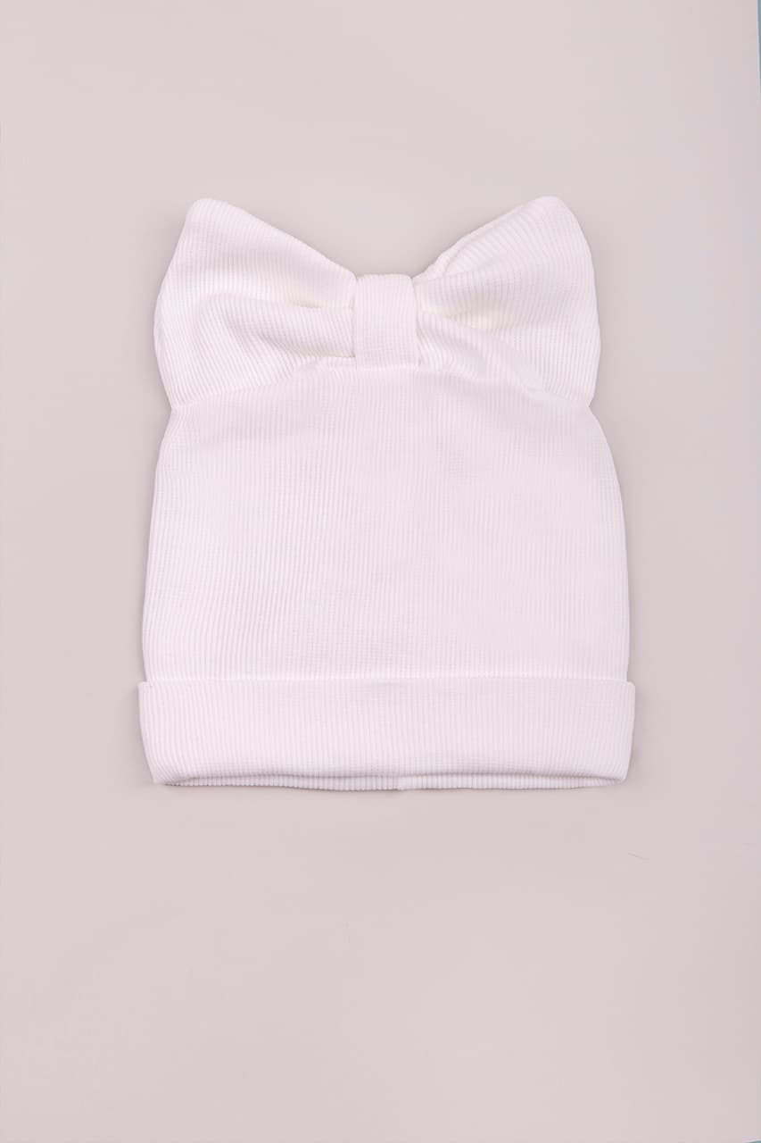 Шапочка з бантом TwinsBaby 1514416 -молочний
