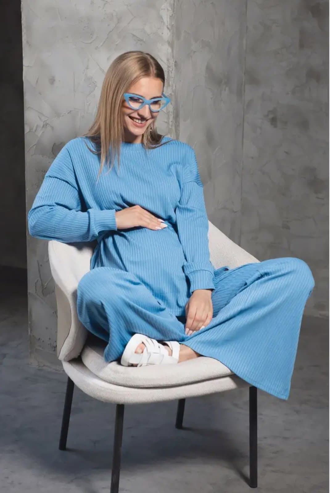 Костюм для вагітних (кофта+штани) S-М Dizhimama DJM-0233 -блакитний