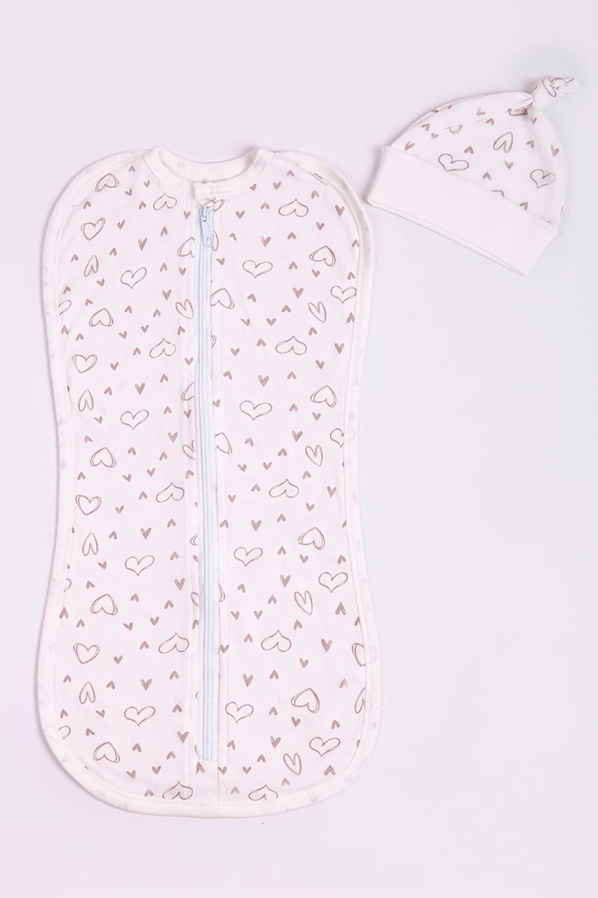 Пелюшка-кокон на змійці+шапка Happy TOT 991 -сірий