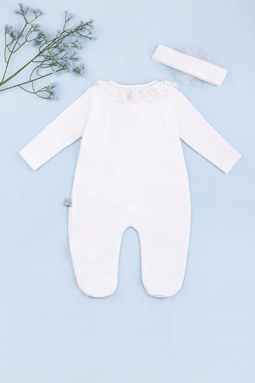 Комбинезон+повязка для выписки 0-6 Mini born 2202-молочный фото 2 Комбинезон+повязка для выписки 0-6 Mini born 2202-молочный фото 2
