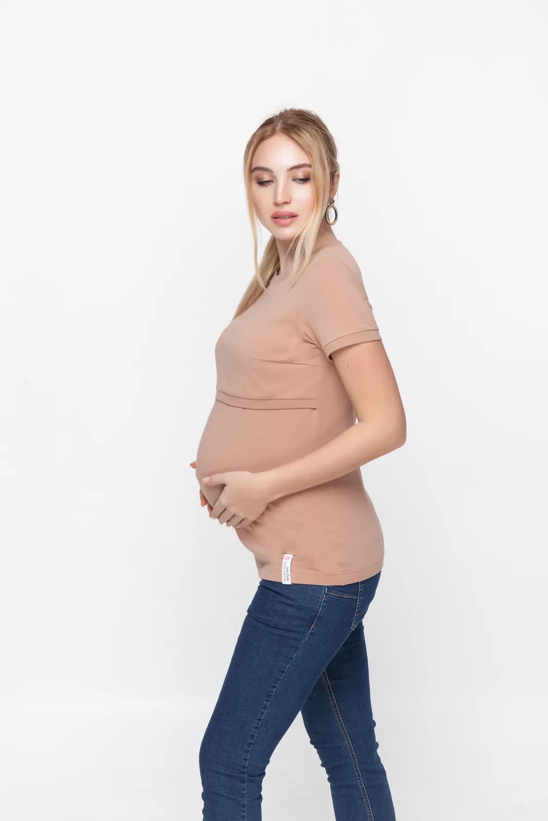 Футболка для вагітних і годування XS-XXL Юла мама Margo NR-10.013 -бежевий фото 3