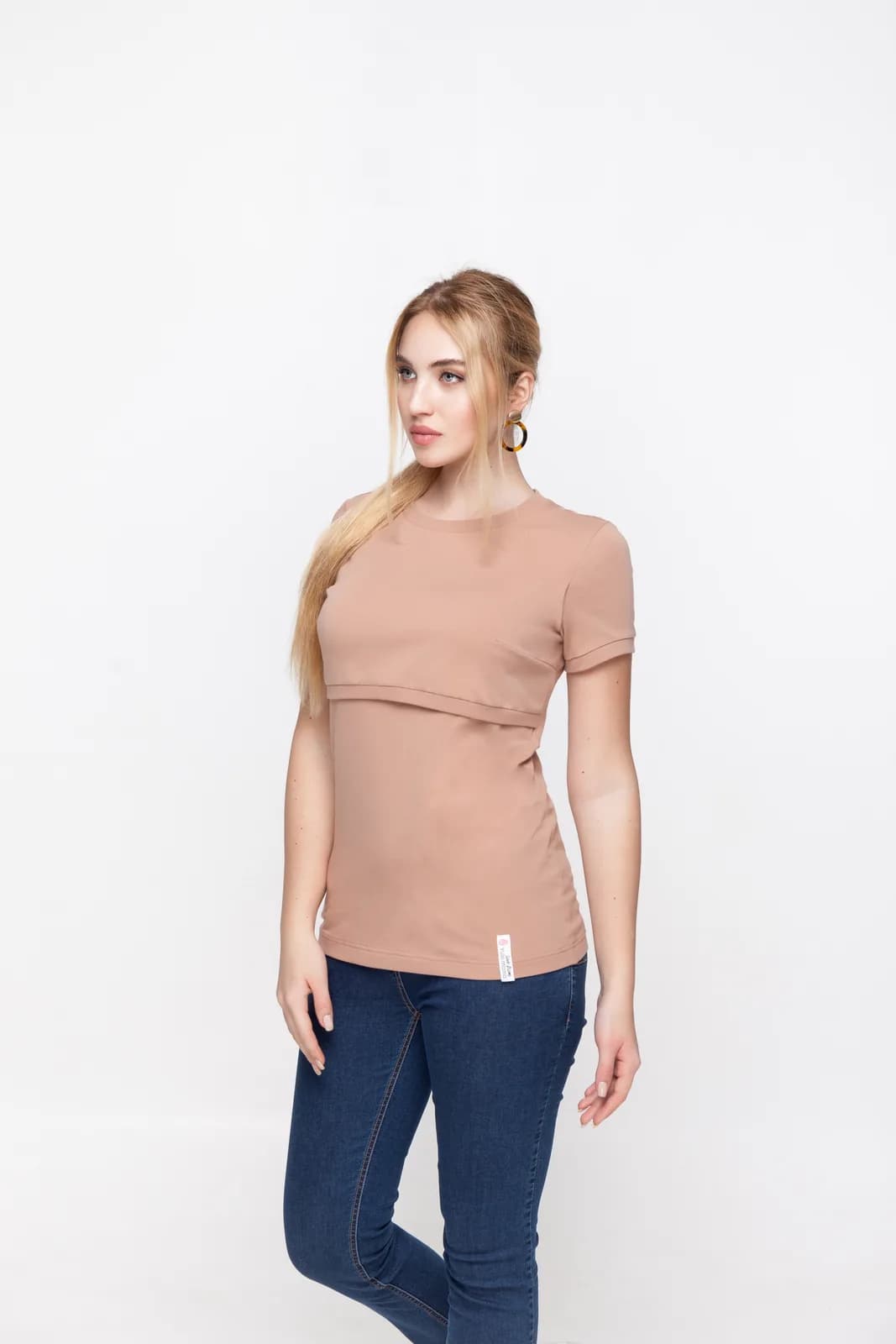 Футболка для вагітних і годування XS-XXL Юла мама Margo NR-10.013 -бежевий фото 2