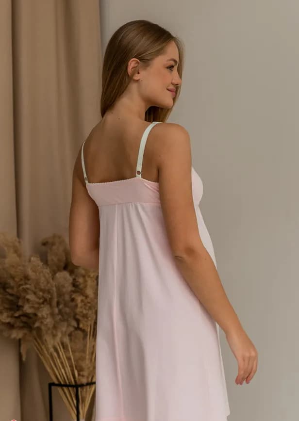Ночная рубашка для беременных и кормления S-XL Юла мама MONIKA NEW NW-2.2.4 розовый фото 6
