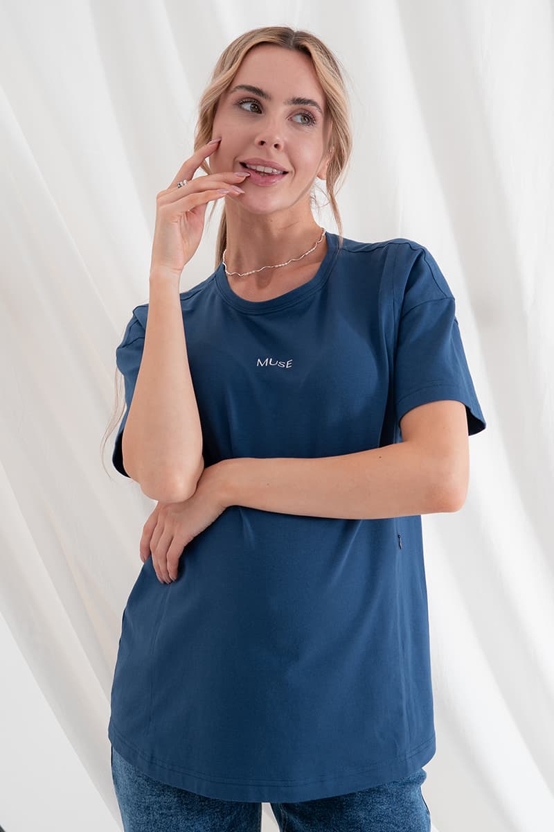 Футболка для беременных и кормления S-L Юла мама Muse NR-35.015 -синий Футболка для беременных и кормления S-L Юла мама Muse NR-35.015 -синий
