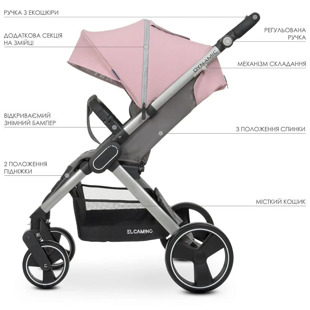 Коляска прогулочная El Camino Dynamic v.2 ME 1053 Pale Pink фото 3