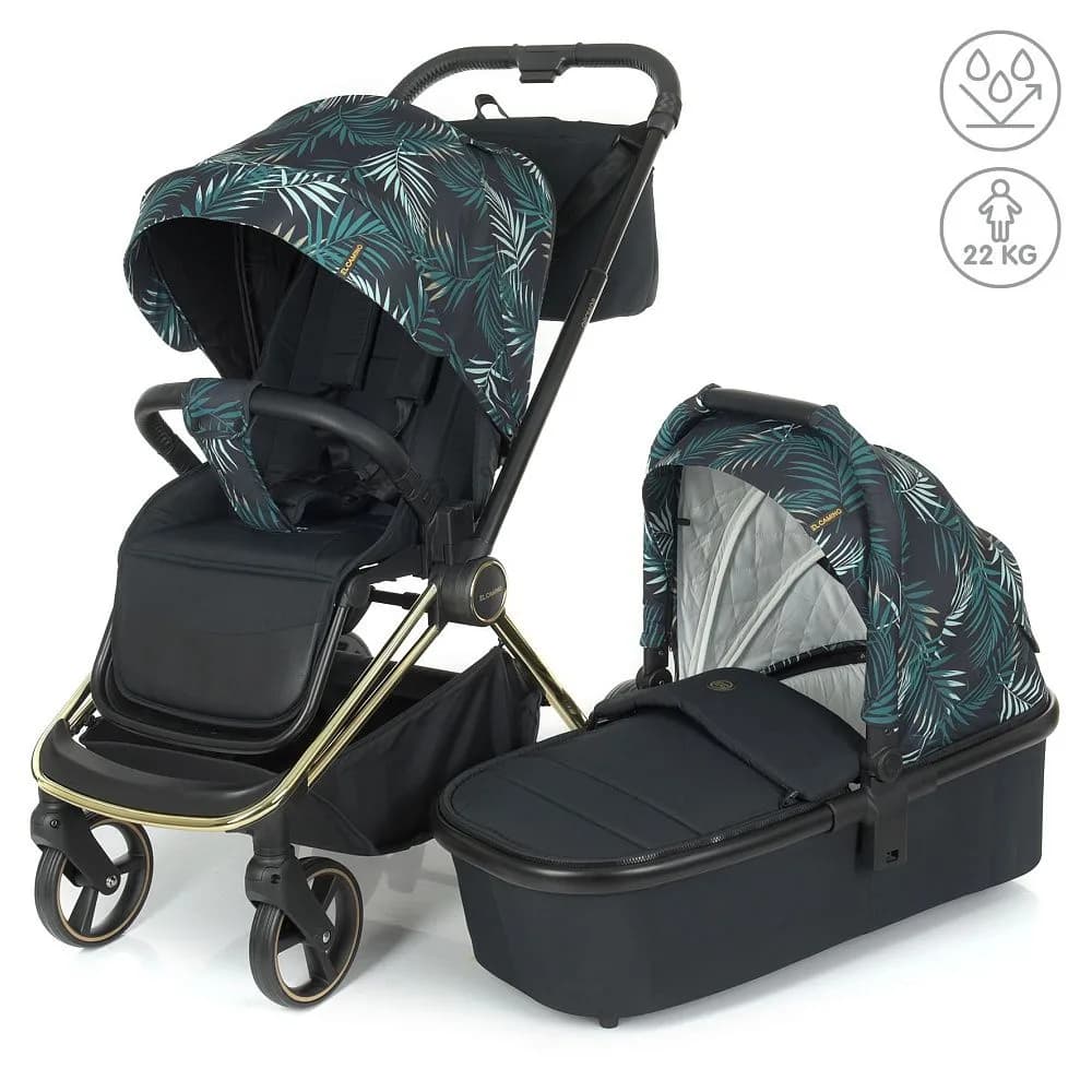 Коляска универсальная 2в1 El Camino Persona ME 1091-G Black Green Palm фото 3