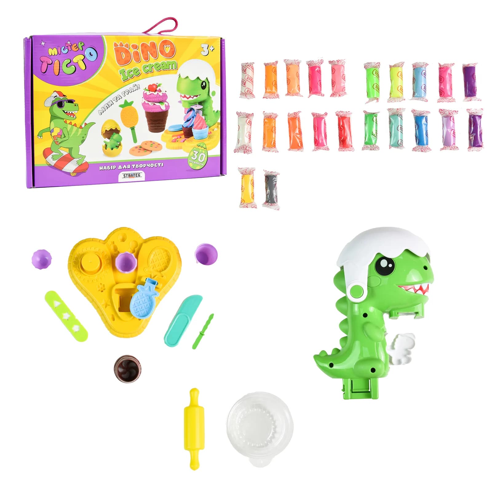 Набор для лепки Strateg Мистер тесто Dino Ice Cream 41024 фото 2 Набор для лепки Strateg Мистер тесто Dino Ice Cream 41024 фото 2