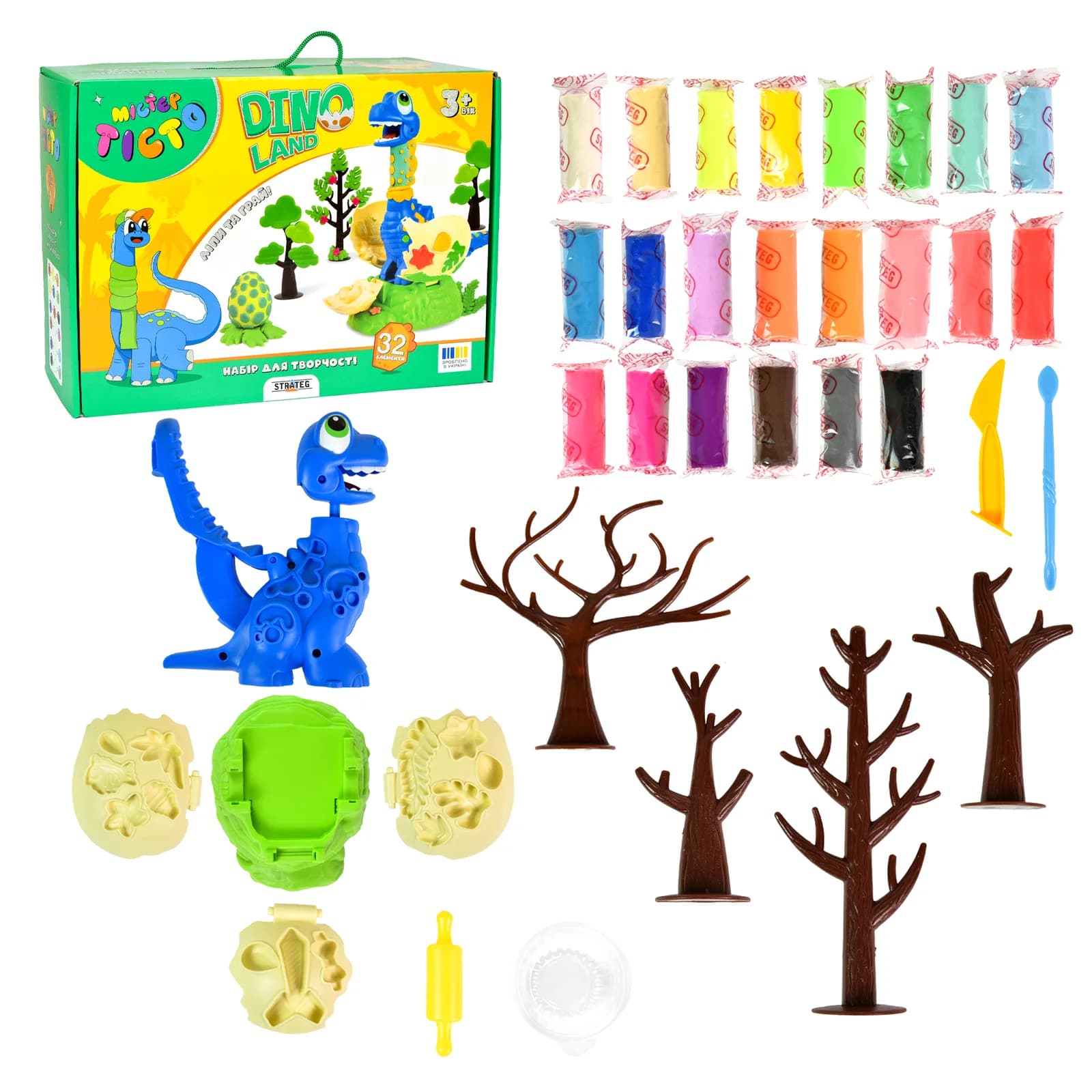 Набор для лепки Strateg Мистер тесто Dino Land 41035 фото 2