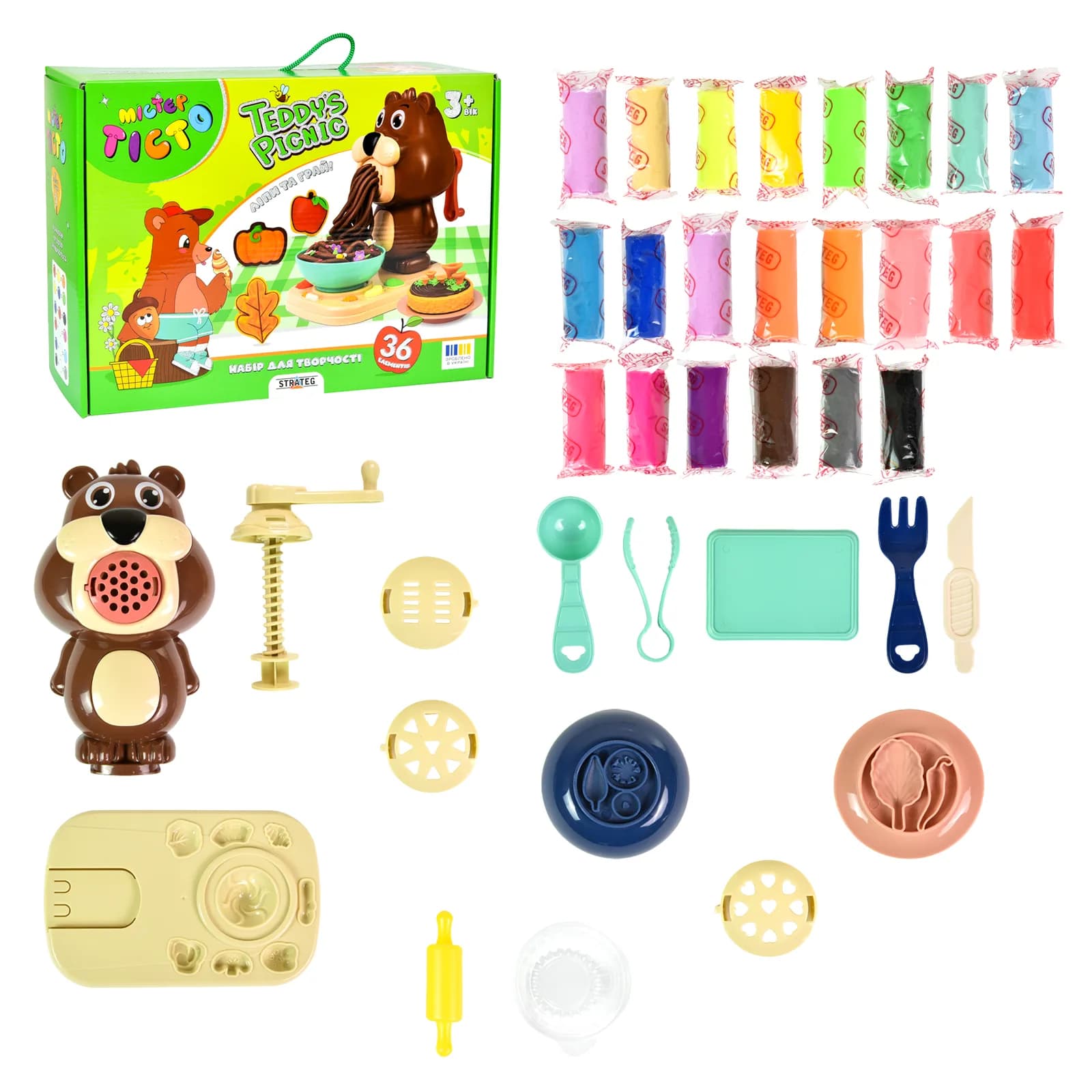 Набор для лепки Strateg Мистер тесто Teddy's Picnic 41033 фото 2 Набор для лепки Strateg Мистер тесто Teddy's Picnic 41033 фото 2