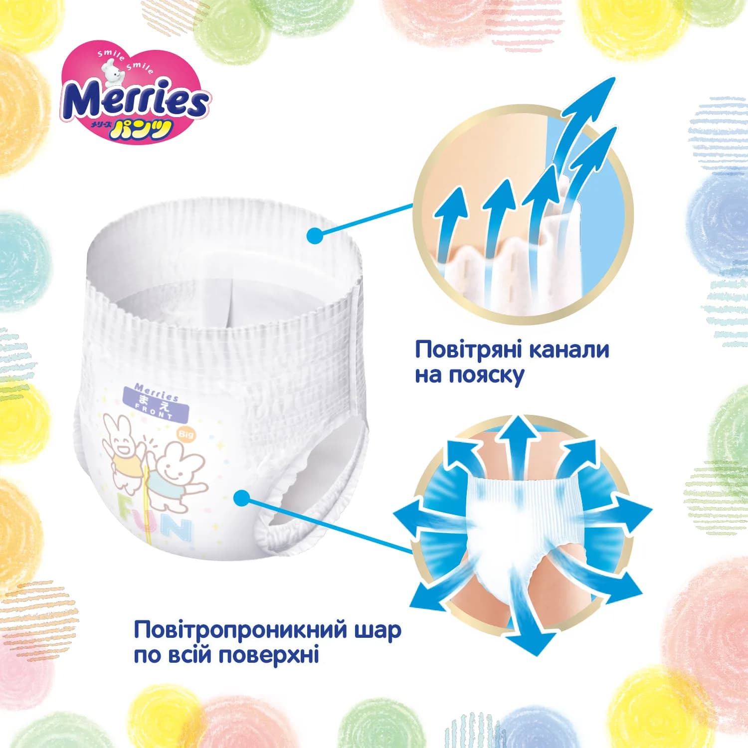 Підгузники-трусики Merries M 58шт 589276 фото 7 Підгузники-трусики Merries M 58шт 589276 фото 7