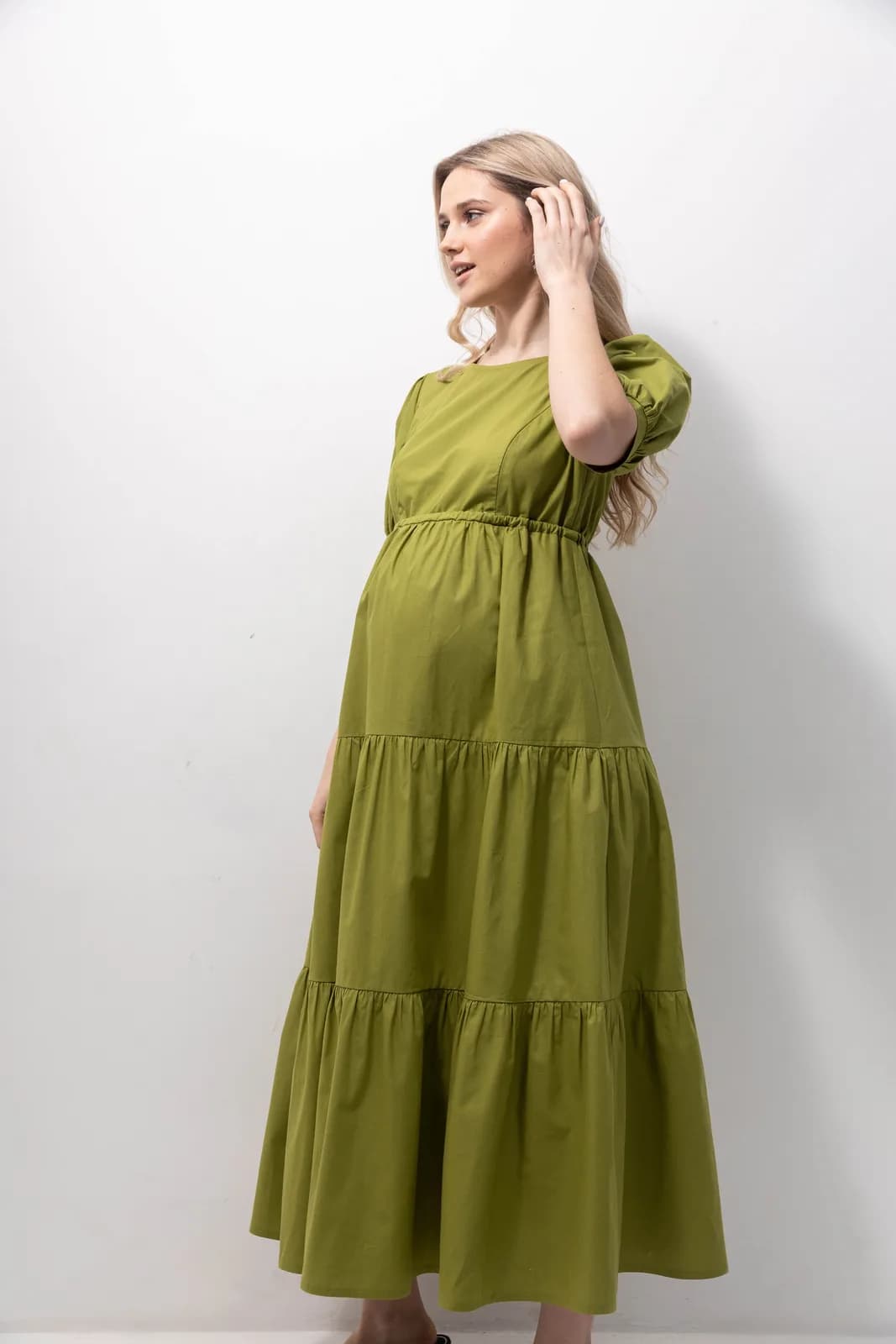 Платье для беременных и кормления S-XL Юла мама PARIS DR-22.131 -зеленый фото 5 Платье для беременных и кормления S-XL Юла мама PARIS DR-22.131 -зеленый фото 5