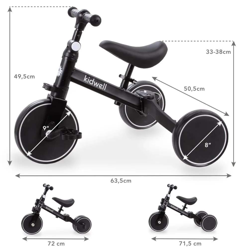Велосипед 3в1 Kidwell Pico black KPB фото 4