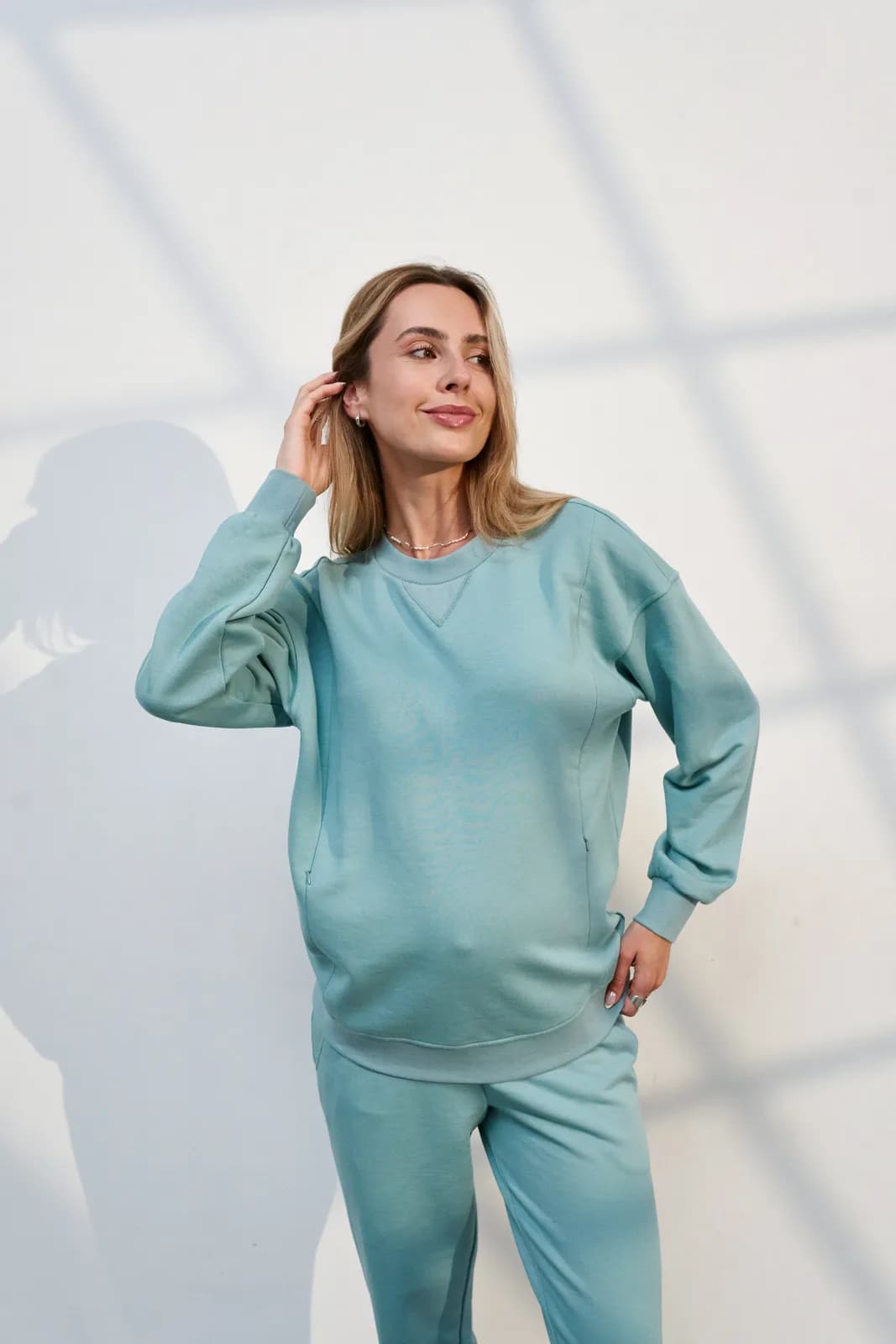 Костюм (свитшот+штаны) S-XL Юла мама Melina ST-35.011 -зеленый фото 3 Костюм (свитшот+штаны) S-XL Юла мама Melina ST-35.011 -зеленый фото 3