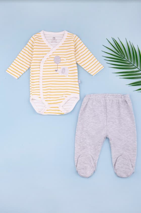 Комплект для новорожденного (боди+ползунки) 50-68 Bi baby 56731-Молочный/жёлтый Комплект для новорожденного (боди+ползунки) 50-68 Bi baby 56731-Молочный/жёлтый