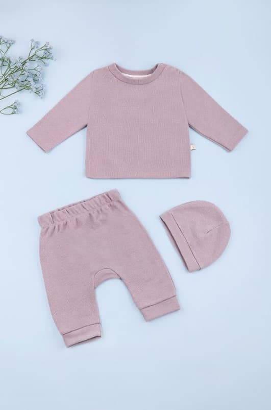 Комплект для новорожденных (кофта+штаны+шапка) 56-74 For my baby 226143 -серый