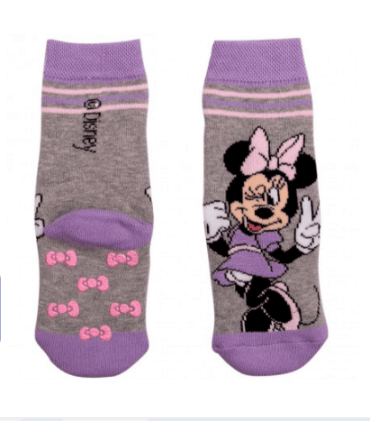 Носки с тормозами Minnie Disney 1шт MN17068-Серый/сиреневый Носки с тормозами Minnie Disney 1шт MN17068-Серый/сиреневый