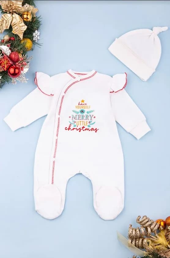 Комбинезон с шапкой для новорожденных 56-62 Happy TOT 975ф -молочный фото 2