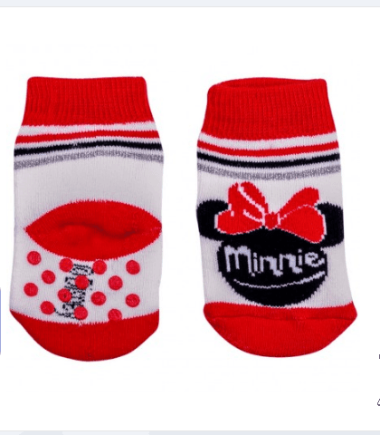 Носки с тормозами Minnie Disney 1шт MN17043-Молочный/красный Носки с тормозами Minnie Disney 1шт MN17043-Молочный/красный